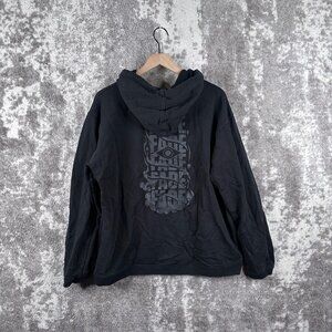 Les Benjamin Hoodie Medium Men Black Pullover Graphic Fleece Sweater Double Knit